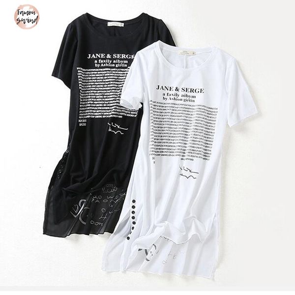 

summer long t shirt женщины письмо черный белый футболка с коротким рукавом sexy тонкие женщины топы хлопок печати тройники tshirt, White
