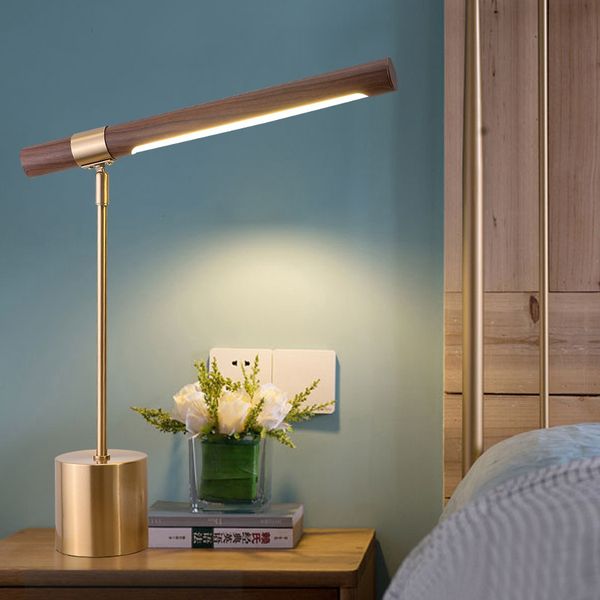 2019 Contracted Modern Study Led Eye Protecting Desk Lamp Floor Lamp New Chinese Style Copy Wood Grain Bedroom Sitting Room Decorates Lamps And L From