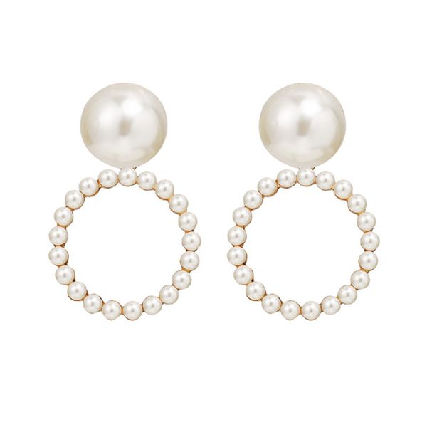 

exaggerated geometric earrings jewelry female delicate imitation pearl circle temperament earrings for women wedding accessories, Silver