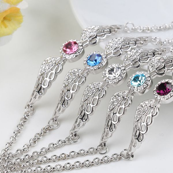 

newly women lady bracelet chain angel wing jewelry gift decoration charm for party, Black
