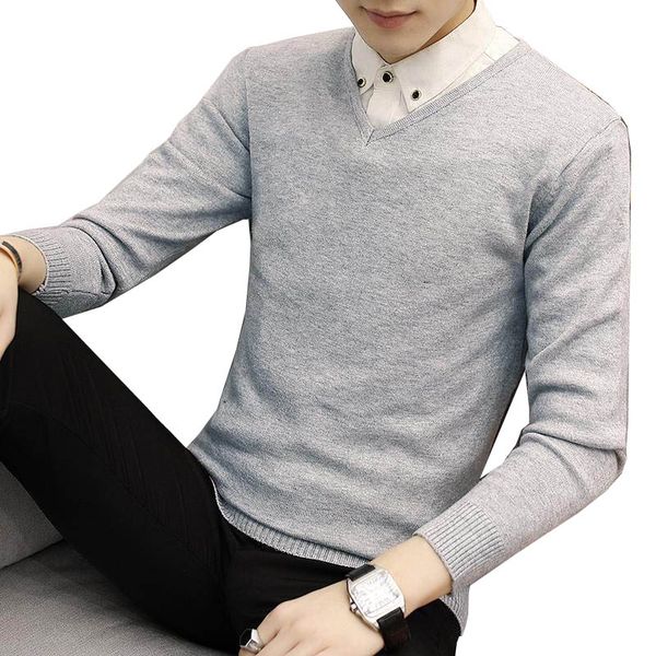 

new slim knitted cashmere wool sweater men pullovers autumn winter warm casual solid color v-neck full sleeve pull, White;black