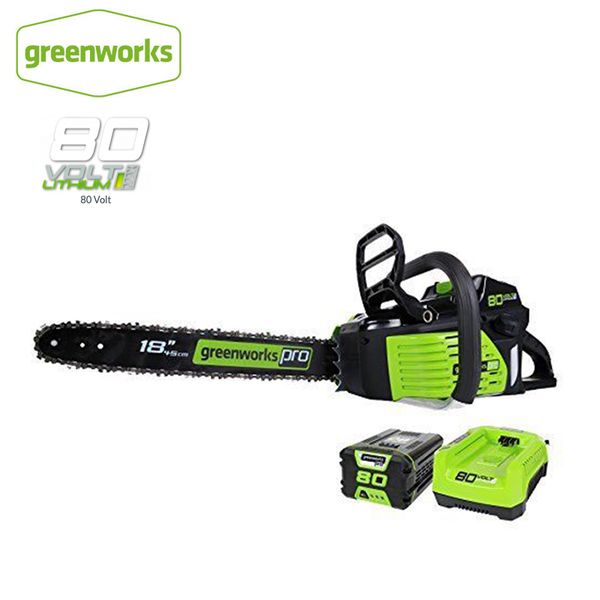 

greenworks pro gcs80420 80v 18-inch cordless chainsaw as gasoline power chain saw, 4ah li-ion battery and charger included