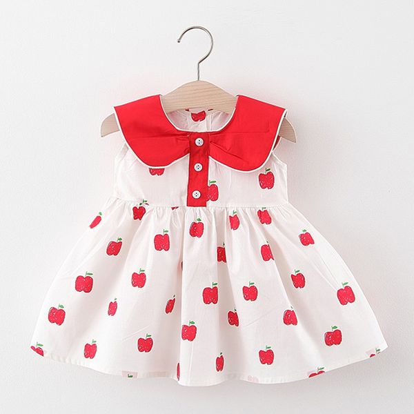 

2020 summer baby girl's big collar dress, Red;yellow