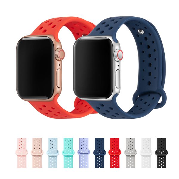 

watch band for apple watch strap 38mm 44mm 40mm 42mm band for iwatch4 replacement silicone sports band with hole 81004