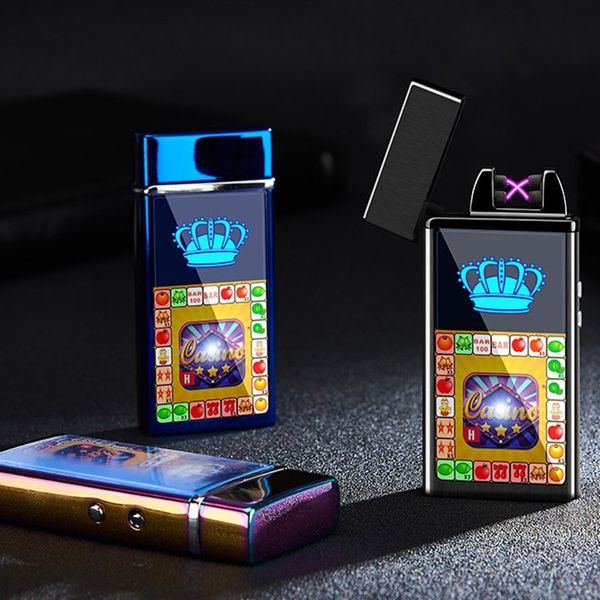 Nuovo gioco di intrattenimento colorato Accendisigari USB Ricarica ciclica Frangivento Design innovativo In lega di zinco Godimento di lusso Decorare DHL