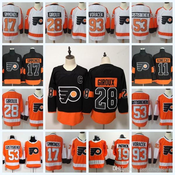 

28 Claude Giroux Philadelphia Flyers 93 Jakub Voracek 17 Wayne Simmonds 53 Shayne Gostisbehere 11 Travis Konecny Nolan Patrick Hockey Jersey