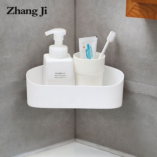 

zhangji bathroom corner shelf racks no drilling storage holder self-adhesive paste installation storage box pp material shelve