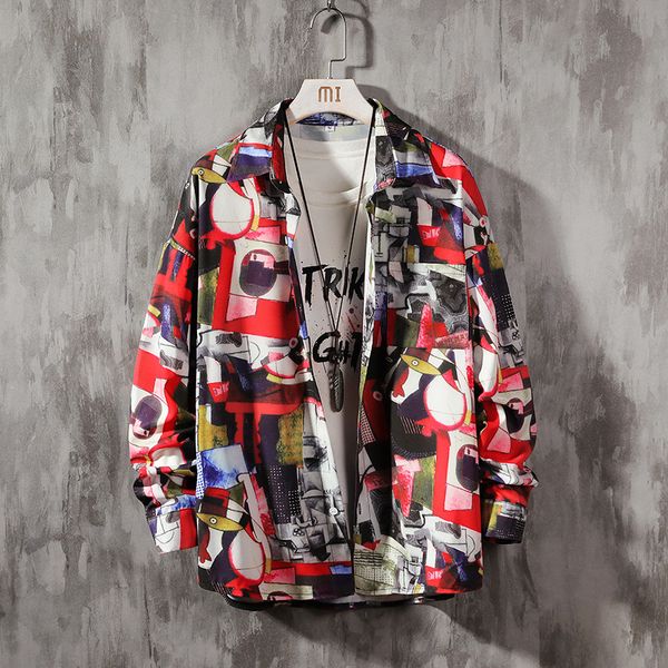 

color block patchwork shirt plaid long sleeve shirts men hip hop casual pocket button up shirts coats fashion streetwear, White;black