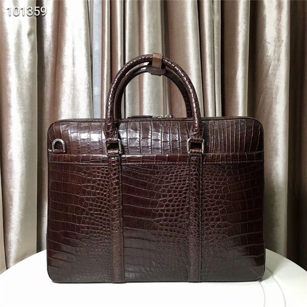 

business style genuine crocodile belly skin men's working bag briefcase exotic real alligator leather male large laphandbag