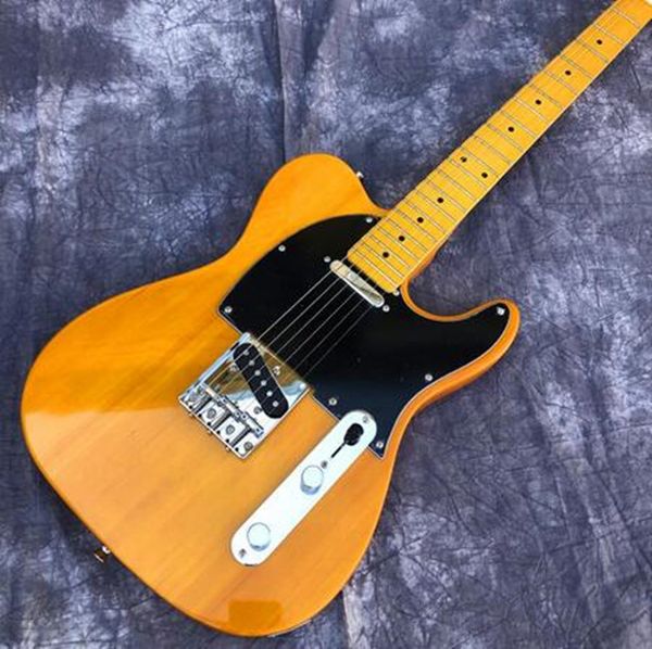 

in stock yellow fen tl electric guitar,maple neck wax potted tele guitar,ing