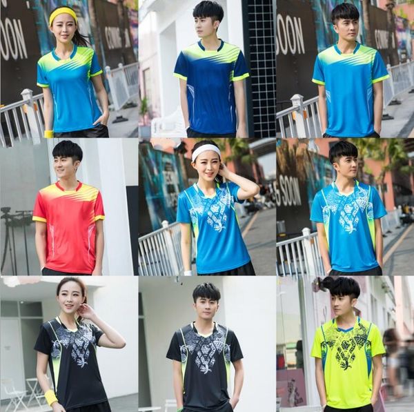 

new tennis/badminton shirts men,sport jersey tennis shirts women,table tennis tshirt,quick dry fitness sports training tshirts, White;yellow