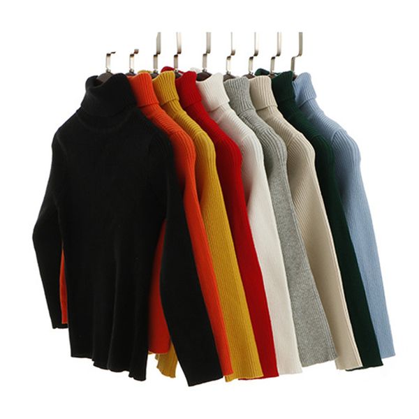 

2019 new sweater kids sweaters autumn girls turtleneck sweaters 1-6yrs baby boys pullover winter knitted bottoming boys sweaters, Blue