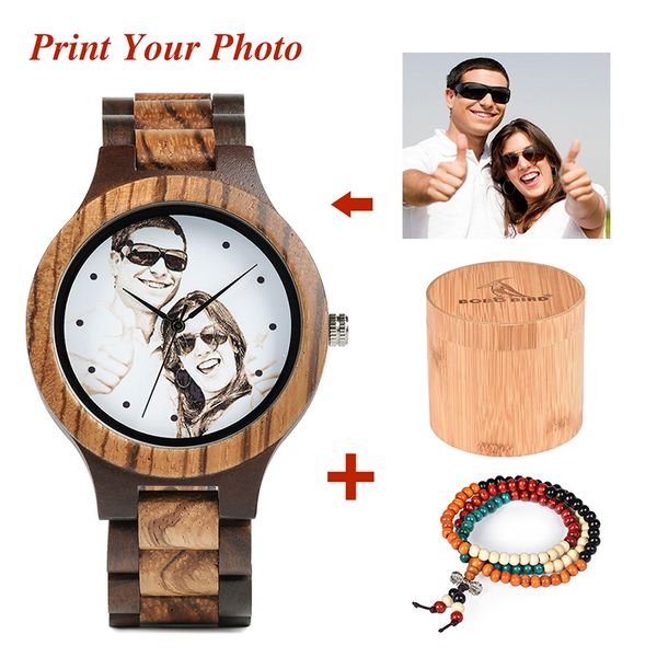 

bobo bird watch men custom print p on wood watches dial quartz wristwatch relogio masculino uv-d30, Slivery;brown