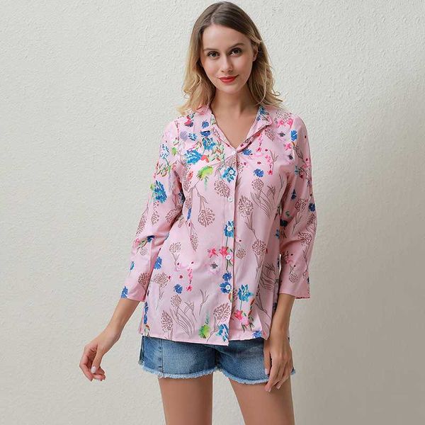 

рубашка блузка топ печати мода старинные с длинным рукавом цветочные свободные лето плюс размер женщин случайные три четверти китай (материк, White