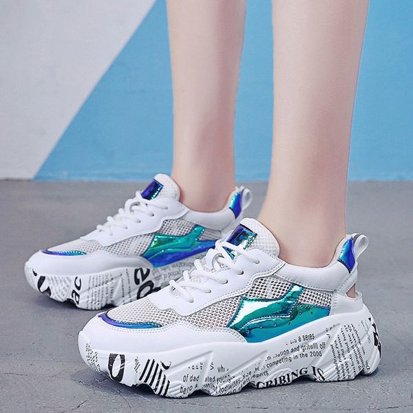 

muqgew sneaker women fashion lace up bling athletic mesh higher breathable cool graffiti shoes old shoes buty meskie #0801