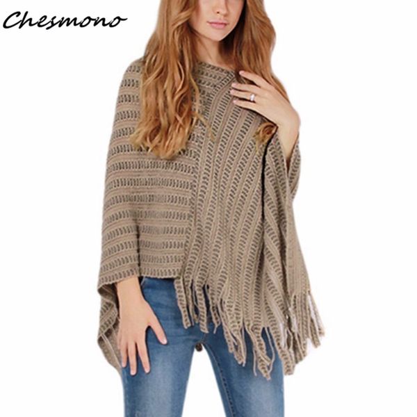 

women batwing cape poncho knit ladies pullover sweater coat outwear jacket irregularity cloak winter autumn tassels jumper, Black