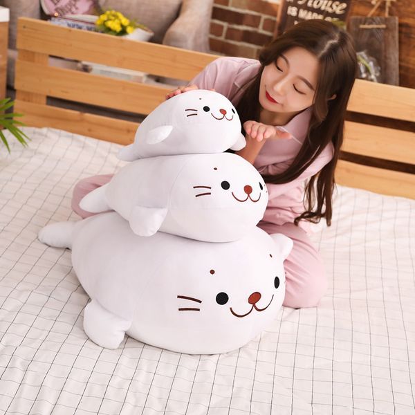 

soft sea lion animals toy plush stuffed aquatic animal sea dog doll grey/white squishy plushie kids friends birthday gift