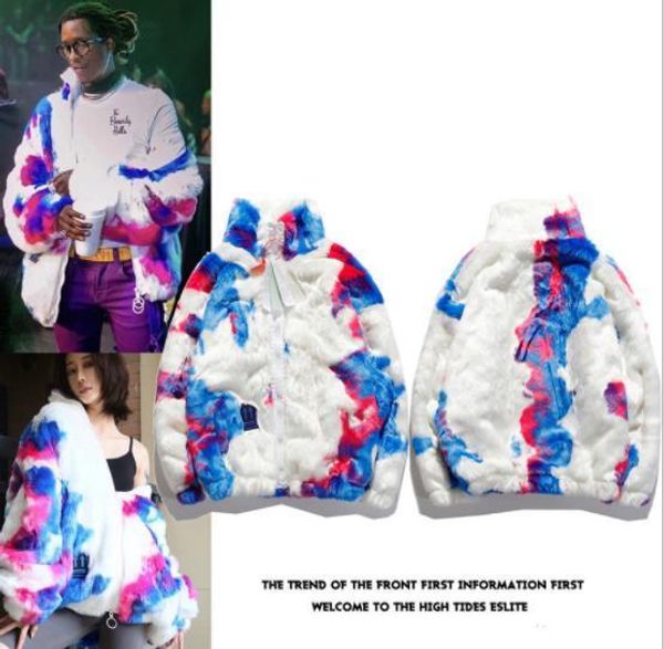 

luxury men women jackets fashion winter thick tide brand rendering loose jackets tie-dyed couple zipper jackets, Black;brown