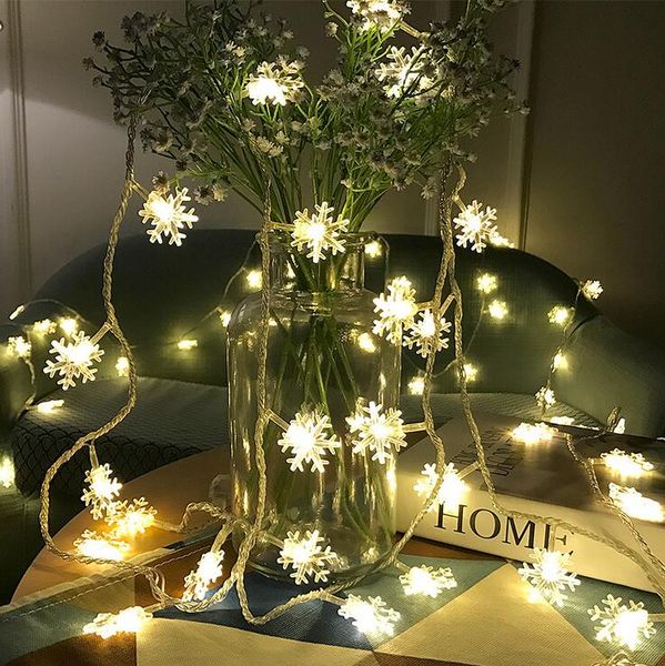 

led lights snowflakes string lights wedding holiday atmosphere decoration flashing christmas tree pendant 1meter