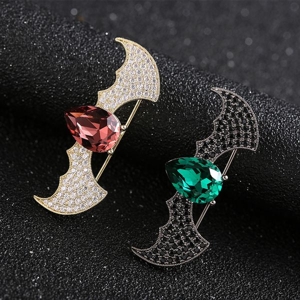 

cute bat crystal man brooch animal collar pin zircon women brooches jewelry broach for sweater scarf suit accessories brooch pin, Gray