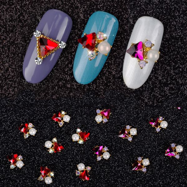 

1pc symphony drill triangle drill ptherapy metal sticker diamond alloy super bright rhinestone nail jewelry decoration, Silver;gold