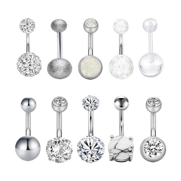 

10pcs stainless steel set belly ring eyebrow tragus barbells, Slivery;golden