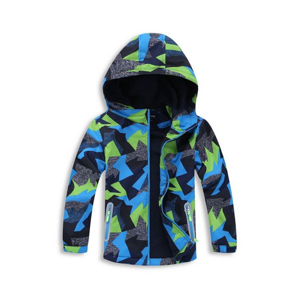 

Clearance Boys Spring Autumn Jacket Camouflage Printed Fleece Lining Casual Coat Hooded Windbreakers Water-resistant Streetwear