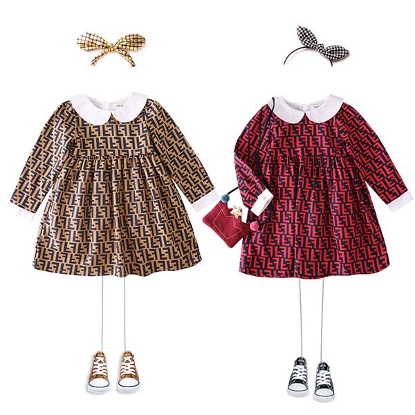 

kids girl tutu dress 3 colors girls princess dress sunsuit loose letter dresses sundress kids designer clothes girls jy726, Red;yellow