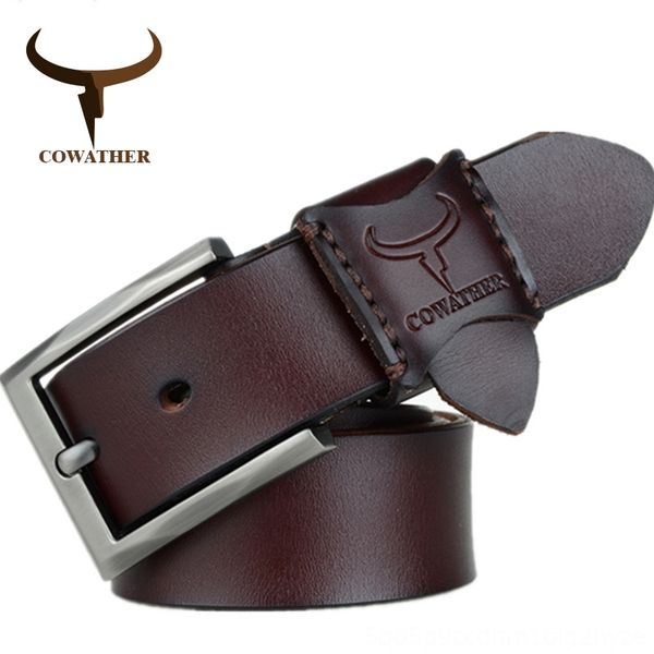 

cowather 2019 jeans men belt cow genuine leather belts for men new arrival good quality belts belts & accessories male strap 130cm, Black;brown