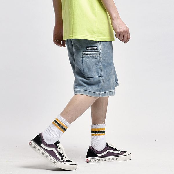 

light blue denim shorts men short pants easy chic basic solid color shorts men's straight short jeans