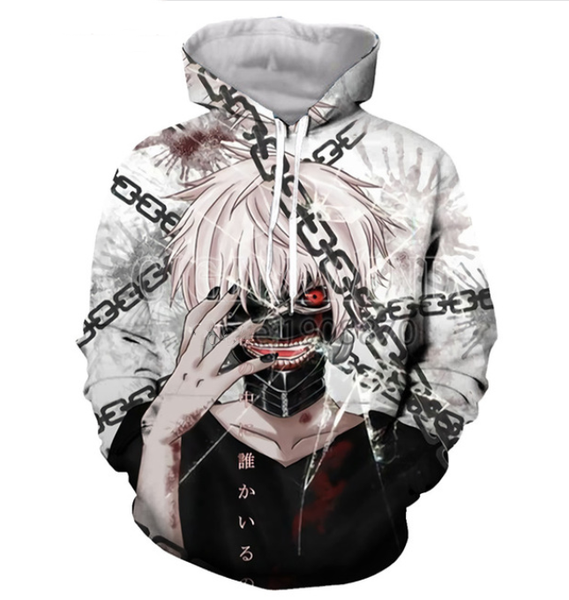

2019 fashion classic anime tokyo ghoul fashion 3d printed hoodies women men pullovers outerwear casual harajuku a384, Black