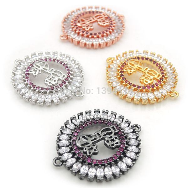 

21 * 18 * 3 мм micro pave clearfuchsine cz мальчик девочка круглые разъемы, пригодные для мужчин и женщин изготовление браслетов ювелирных и, Bronze;silver