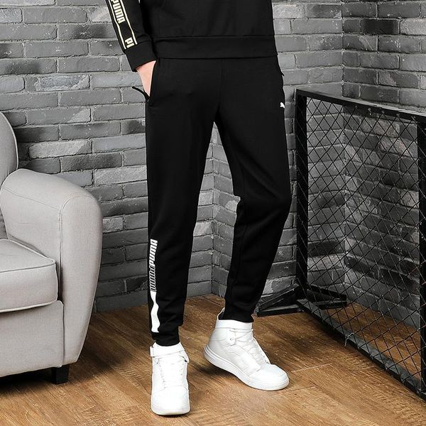 

120904 pm флис sweatpants мужчины повседневная sweatpants фитнес боковые полосы мужчины спортивная бегуны брюки мужской спортзалы брюки pant, Black