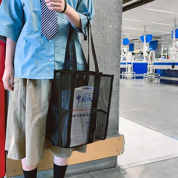 

women mesh shopping bag reusable string fruit storage handbag totes net woven bag shop grocery tote sac a main femme #t2p