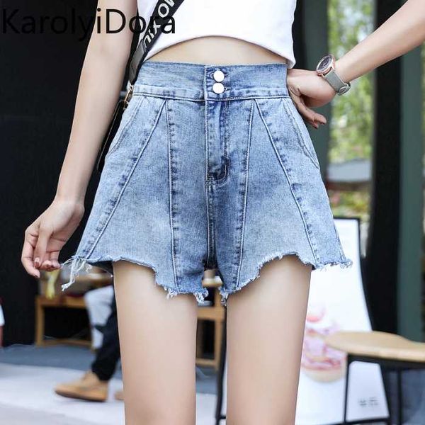 

women's denim shorts high waist 2020 new summer korean version of the a was thin and wide legs loose net red pants, Blue