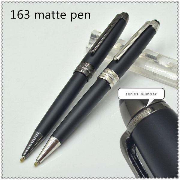 

2018 Luxury Matte Black 163 ballpoint pens stationery school office supplies classic metal write Monte brand ball pen for gift Top Quality