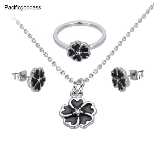

black color stainless steel jewelry set, Slivery;golden