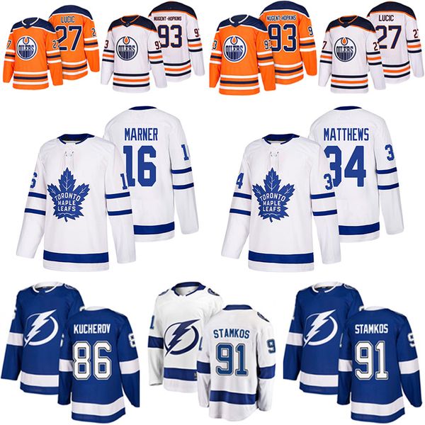 

Toronto Maple Leafs Jersey 34 Auston Matthews 16 Mitch Marner Tampa Bay Lightning 86 Nikita Kucherov 91 Steven Stamkos Hockey Jerseys