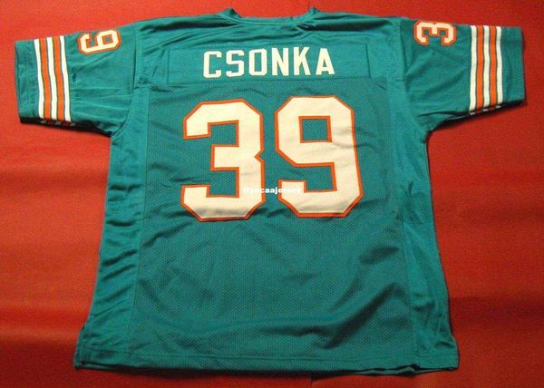 

retro #39 larry csonka custom mitchell & ness jersey green mens stitching high-end size s-5xl football jerseys college ncaa, Black;red