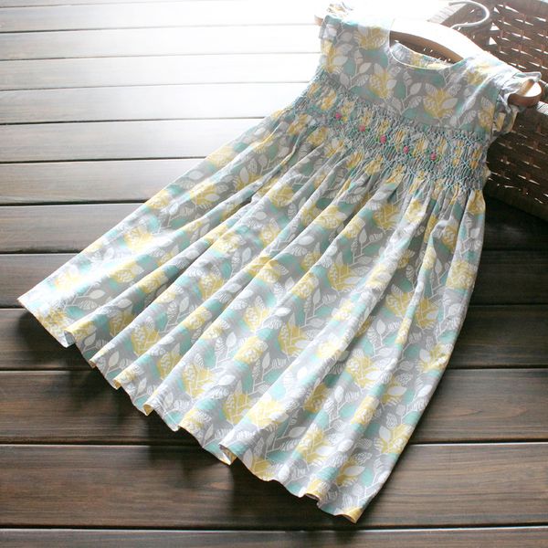 

summer little girls dresses smocked hand made kids dresses for girls fly sleeve party wedding elegant floral dresses t200417, Red;yellow