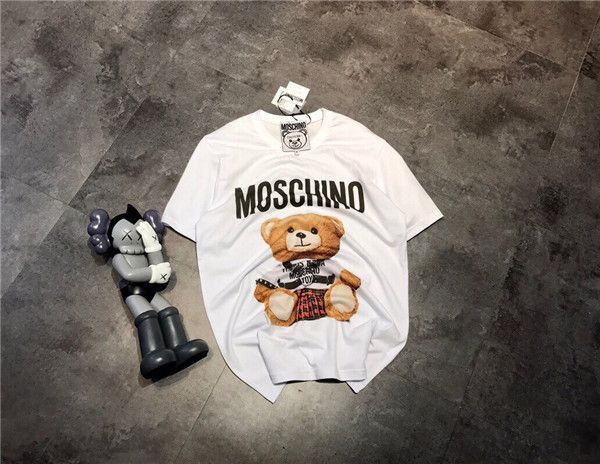 

20fw новое прибытие бренды mosqino tshirt ремешок медведь печати хлопка tee shirt мужчины женщины streetwear толстовка открытый футболки гор, Gray;blue