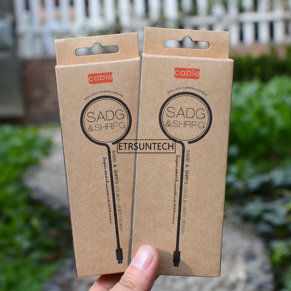 

500pcs/lot kraft paper mobile phone micro usb cable paper packaging box retail package box for data line