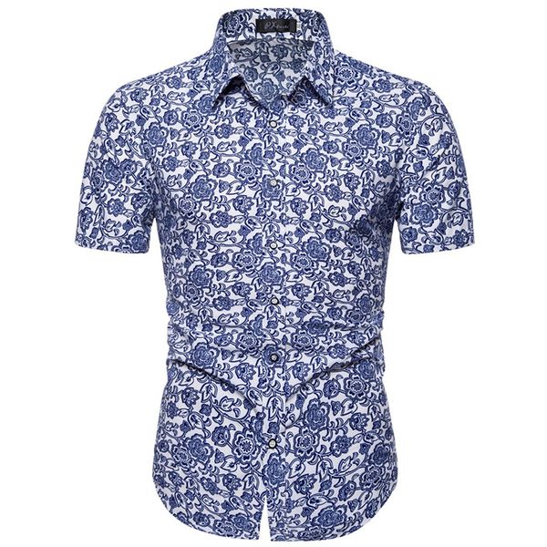

men casual holiday vacation clothing camisas mens summer beach hawaiian shirt 2019 brand short sleeve plus size floral shirts, White;black