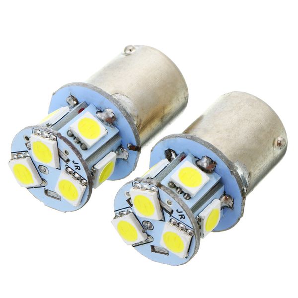

10pcs dc 12v ba15s r5w 1156 5050 8smd led car tail turn signal corner backup side marker parking slight bulb white car lamp