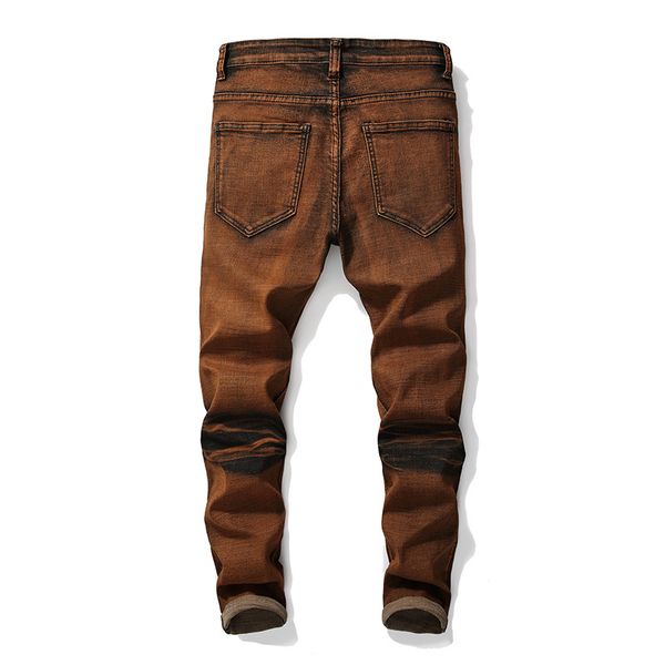 

2019 designer new straight ripped jeans for men hip hop slim biker zipper fit jeans pants biker distressed men wholesale, Blue