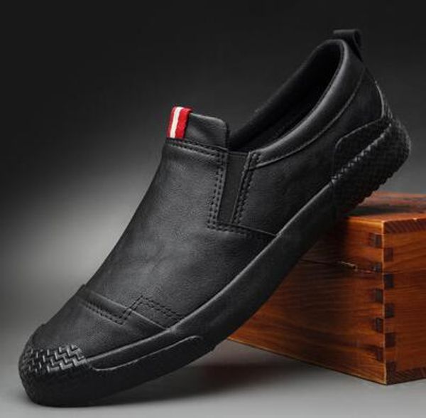 

nice spring new design fashion men leather slip-on casual shoes trend shoes cool loafers flats, Black