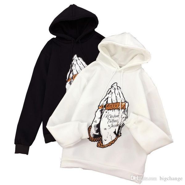 

winter sweater women loose hooded round neck fashion printed bergamot thickened casual solid color long sleeve women's top, Black