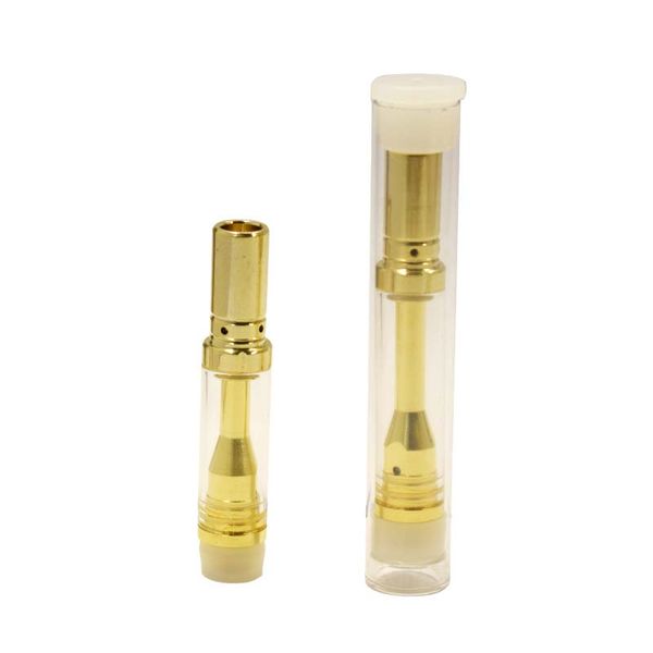 

Золотые A1 Vape картриджи Керамическая катушка Стеклянный Vape картридж Стеклянные баки Распылители масла Металлические круглые наконечники 0,5 мл 0,8 мл 1,0 мл Тележки