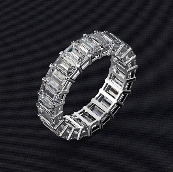 

unique brand new luxury jewelry 925 sterling silver emerald cut white z cz diamond gemstones party women wedding band ring gift, Slivery;golden