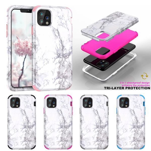 

luxury designer phone case for iphone 11 pro max xr x xs 7 8 plus marble 3in1 shockproof full protection cover
